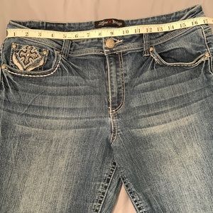 Love indigo size 14 jeans with awesome cross details.